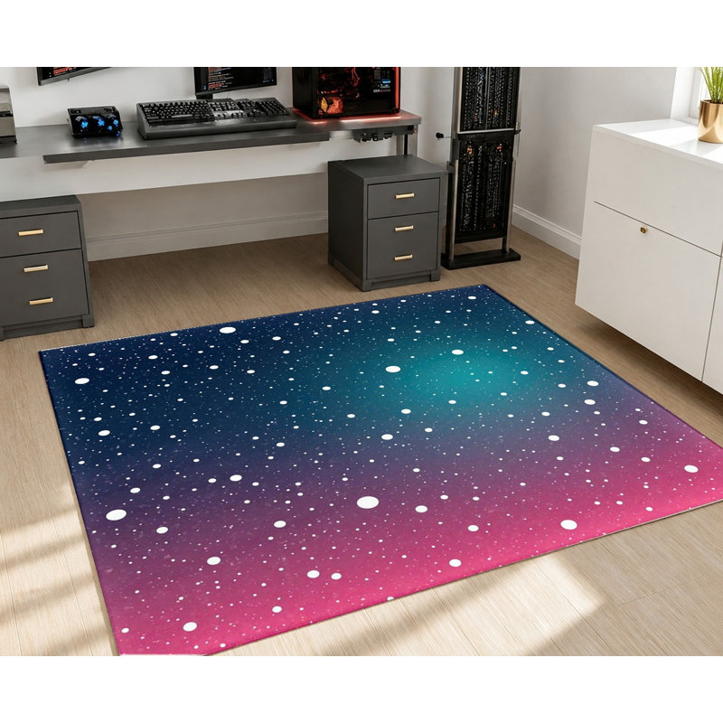 Tapis rose et bleu dégradé Galaxy, Rectangle 5 pi 3 po x 3 pi 3 po (160 x 100 cm)