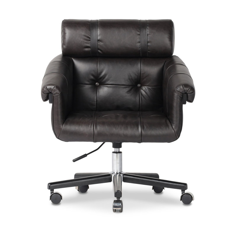 Arnold Leather Swivel Executive Chair, Sonoma Black