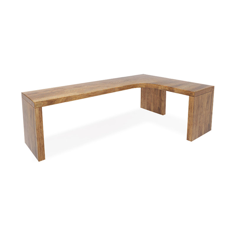 Bureau en bois massif en L Burlywood, Orienté à droite, H 29,53 po x l 70,87 po x P 47,24 po