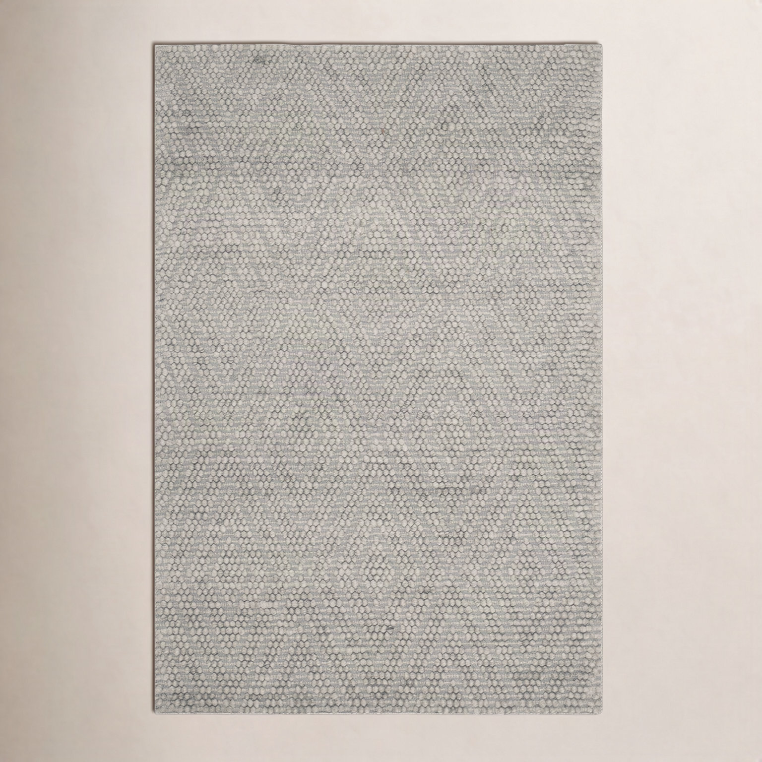 Russo Silver Hand-Woven Geometric Flatweave Rug, Rectangle 6' x 9'