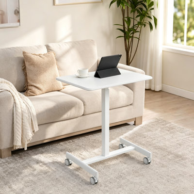 Bureau mobile à hauteur réglable pour s'asseoir et se tenir debout, table d'appoint roulante pour ordinateur portable de 28,5 po à 42,5 po avec roues silencieuses verrouillables, base en métal en forme de H pour bureau à domicile, canapé et lit, noir