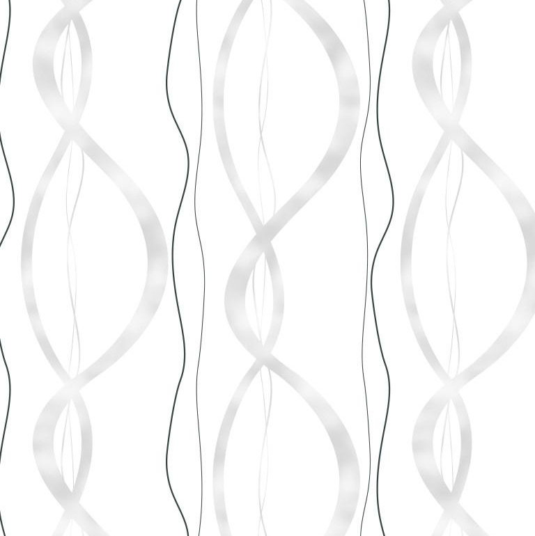 Rouleau de papier peint auto-adhésif L 27 pi x l 25 po Ribbons and Chains, Blanc / argent / noir