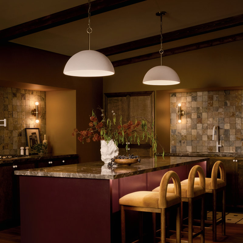 Luminaire suspendu 1 lumière Mikale en bronze champagne 18 po Mikale, Bronze champagne