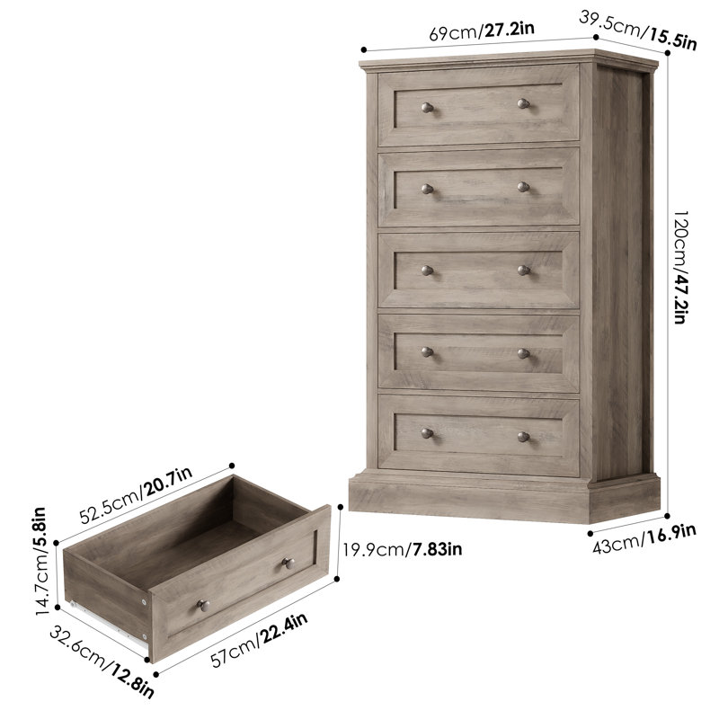 Almore 47.2"H 5 - Drawer Dresser