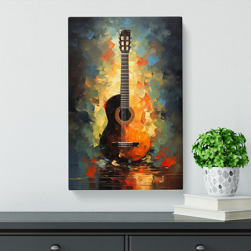 Acoustic Guitar Impressionism - Wrapped Canvas Print, 50cm H x 35cm W x 3cm D