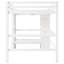 Lit mezzanine double blanc avec bureau sous le lit et tablettes multifonctionnelles, fabriqué en pin de qualité, convient aux petites chambres à coucher