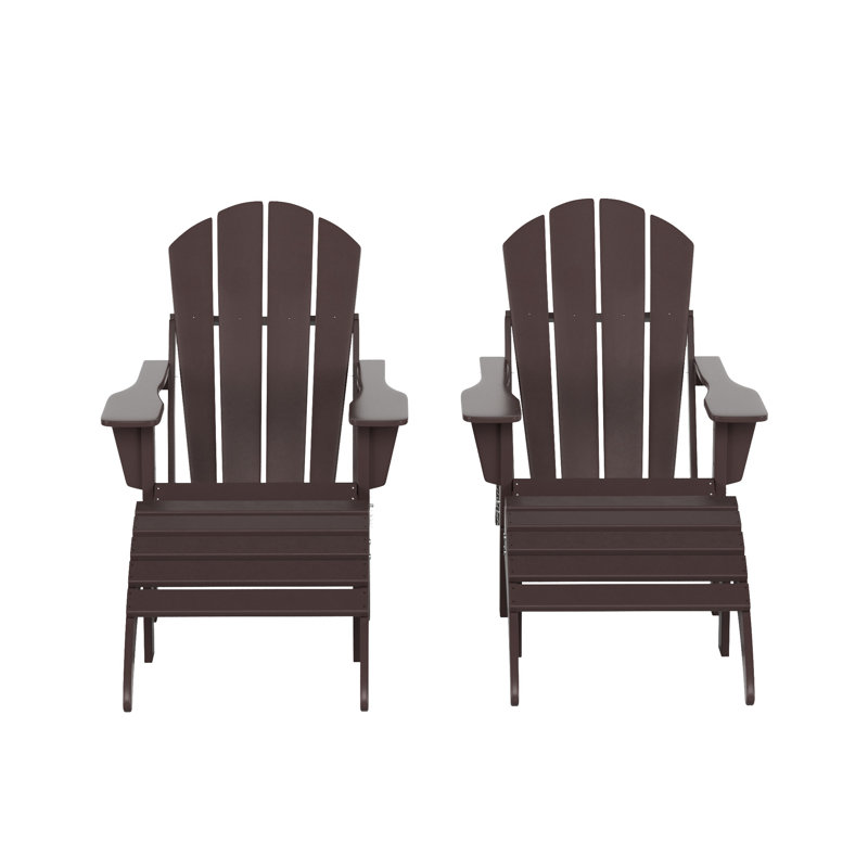 Ensemble de conversation avec repose-pieds 4 pièces Adirondack Shawnna, Marron foncé