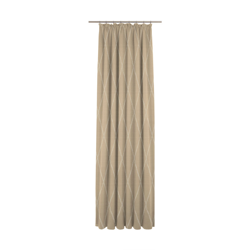 Beeman Pencil Pleat Opaque Single Curtain, Dark beige, 245cm Width x 145cm Drop