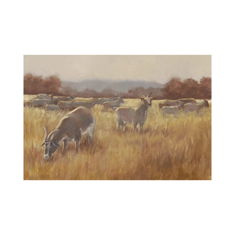 Reproduction d’art, "pâturage chèvres II" par Ethan Harper, H 26 po x l 40 po x 1,5 po, Pas de tapis, Toile tendue