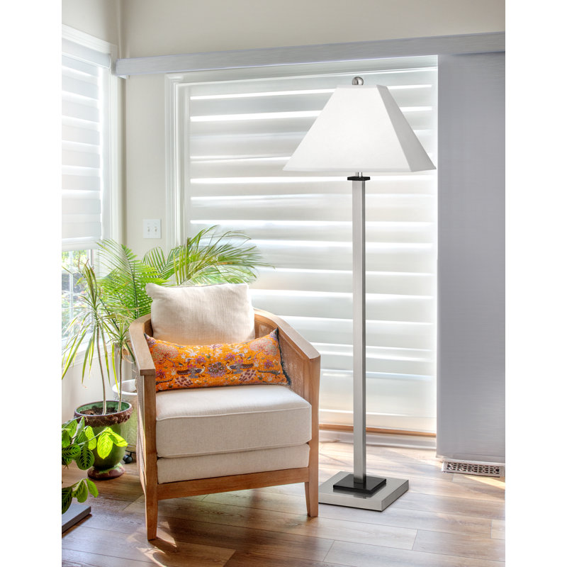 Square Post 59'' Traditional Floor Lamp, Brushed Steel