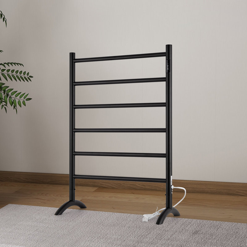 Chauffe-serviettes électrique 6 barres, Noir mat