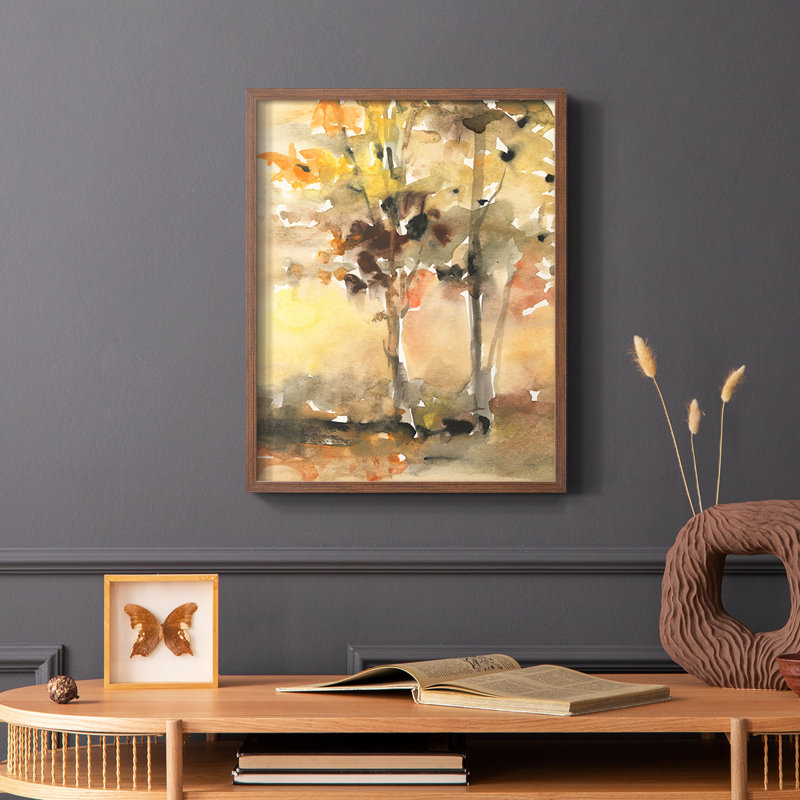 «Fall Foliage Watercolor II», reproduction encadrée - bois massif, Brun, H 20 po x l 16 po