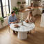 Table de salle à manger ronde de 47 pouces pour 4 personnes, table de cuisine circulaire avec base en bois, tables de salle à manger de style campagne moderne-272568238