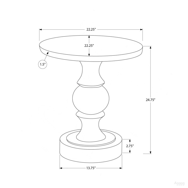 Accent Table, 25"H, Indoor Or Outdoor, Bedroom, End, Living Room, Nightstand, Round, Side Table, Gris