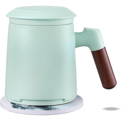 Tea Cup With Infuser And Lid Green Tea Mug For Loose Leaf Tea Steeper Wood Handle Tea Cup With Fine Tea Strainers Hot Tea Diffusers Ceramic Tea Mu Tea Cup With Infuser And Lid Green Tea Mug For Loose Leaf Tea Steeper Wood Handle Tea Cup With Fine Tea Strainers Hot Tea Diffusers Ceramic Tea Mu