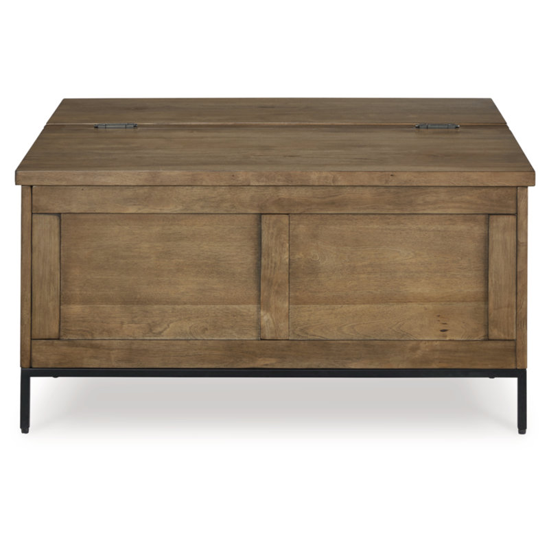 Contemporary Black and Brown Square Lift-Top Coffee Table with Storage