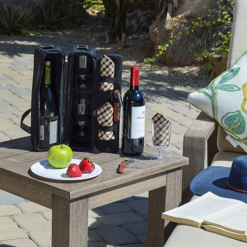 Black Canvas Wine Carrier with Glasses and Accessories