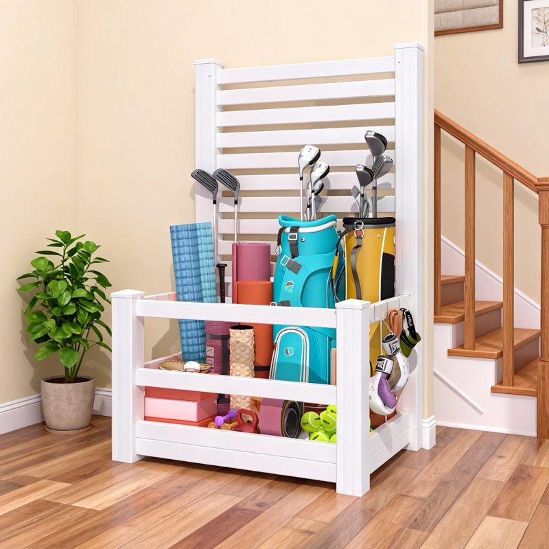 5.9ft H x 3ft W x 3.8ft L Freestanding Pool Float Storage Organizer with 6 Repositionable Hooks