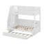 Lit simple superposé au dessus d'un lit double avec escalier de rangement, lit gigogne, tablettes de rangement et port USB-1899878349
