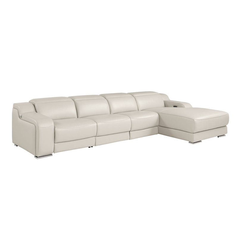 Canapé modulaire Coronado 4 pièces en forme de L en cuir italien de qualité supérieure avec 2 fauteuils inclinables électriques et appuis-tête réglables Coronado