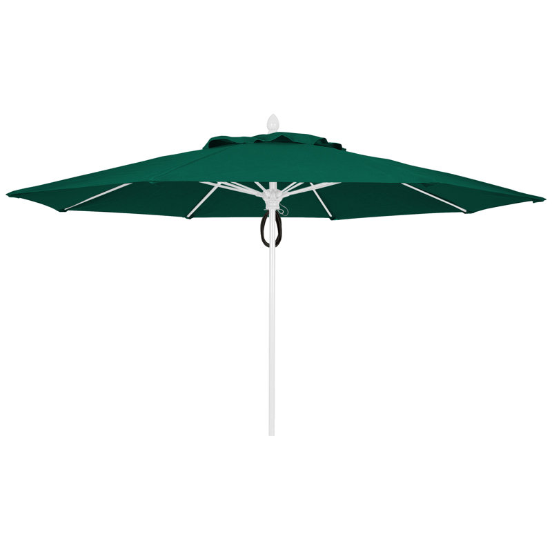Parasol de marché 11 'Prestige, Blanc, Velours vert forêt
