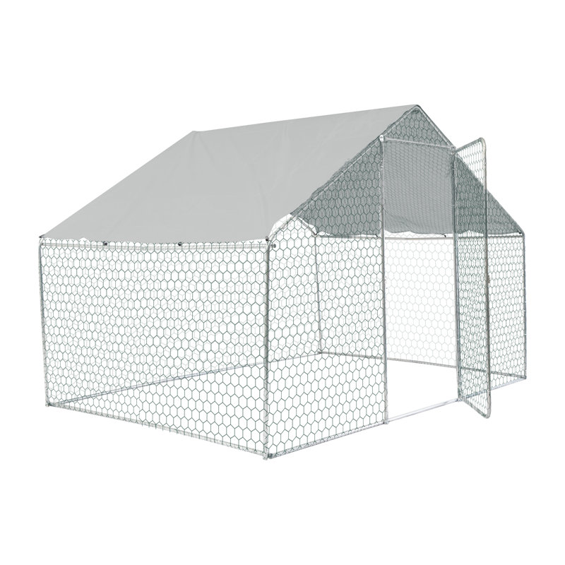 Poulailler extérieur en métal grand espace, H 78,74 po x l 118,11 po x P 78,74 po