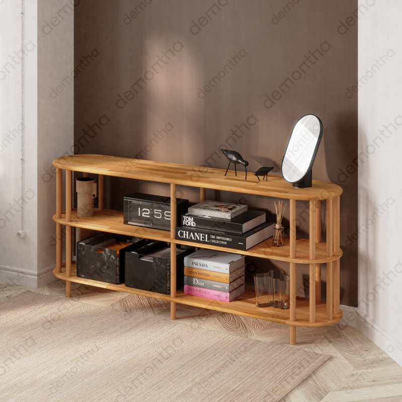 Bibliothèque basse Kyoto, (3 tablettes) H 29,9 po x l 70,9 po x P 15 po