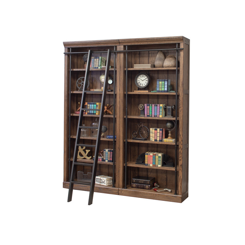 Sawyers Bookcase, Brown Weathered Oak, 2 Bookcases/1 Ladder