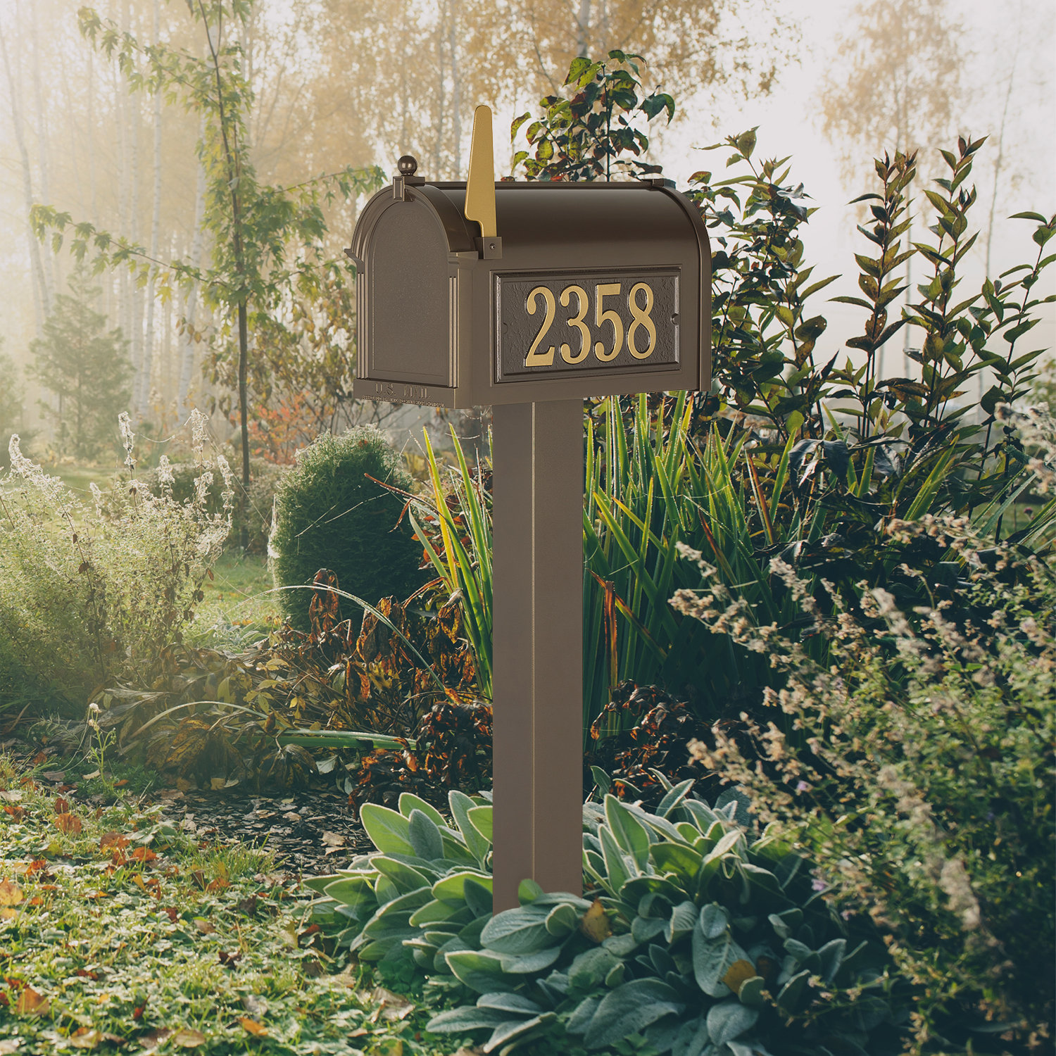 Premium Package Post Mounted Mailbox, Yes, Bronze