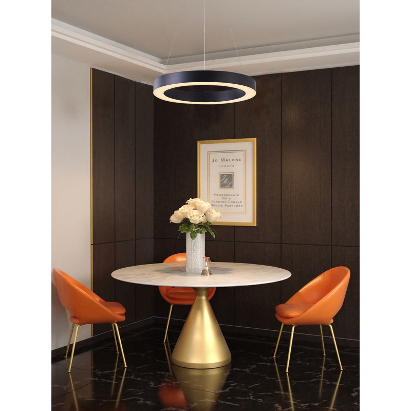Lustre halo 1 lumière DEL noir mat, Noir mat