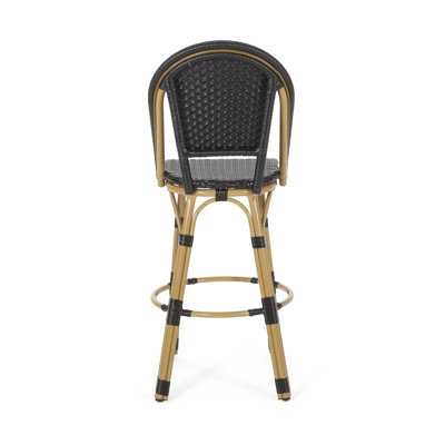 Tabourets de bar d'extérieur résistants à la rouille avec tissage en rotin PE