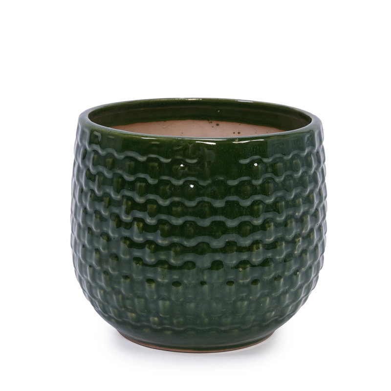 High quality ceramic flowerpot, Dark Green