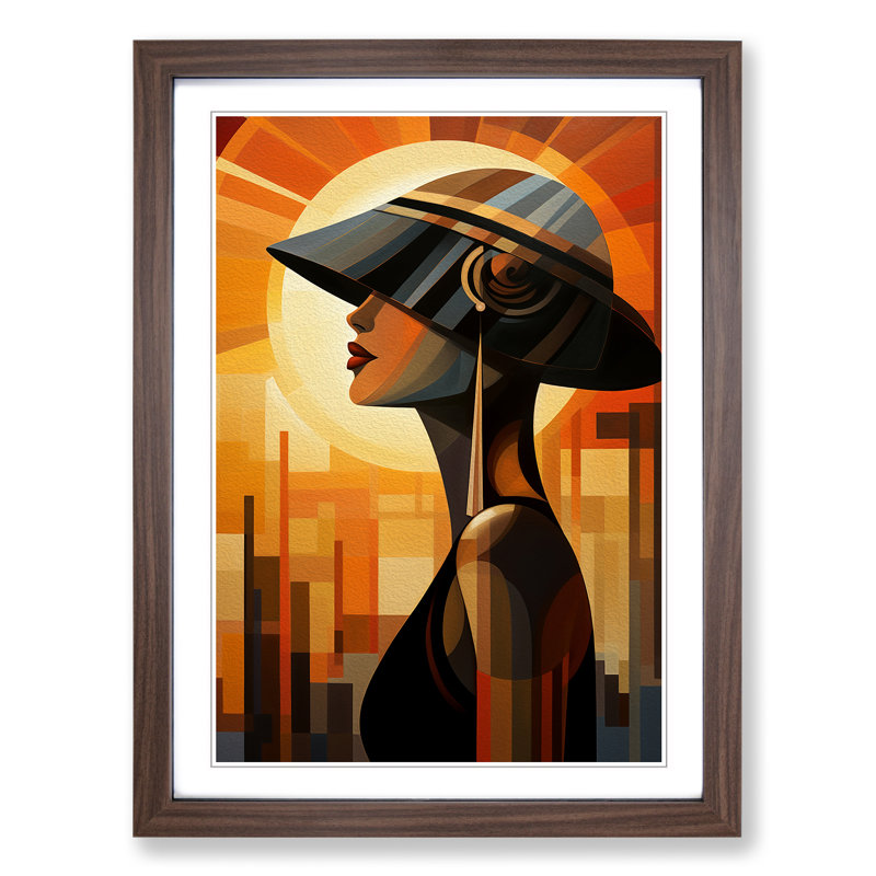 Single Picture Frame Print on Wood, Walnut Framed, 34cm H x 25cm W