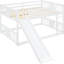 Lit double superposé avec glissade, blanc - Pièce de chambre moderne fonctionnelle dans l'espace