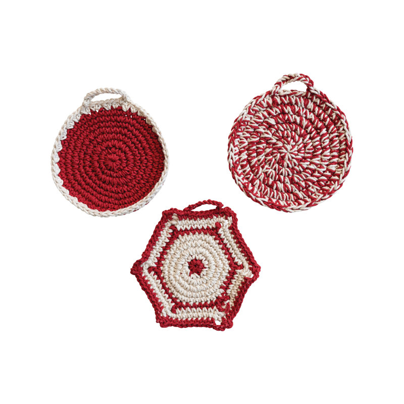Round Cotton Crocheted Pot Holder Set