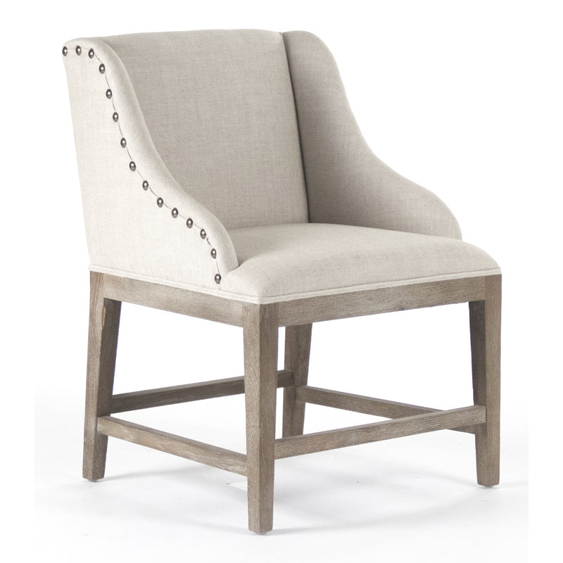 Adjustable Gray Wood and Metal Cafe Stool with Linen Upholstery