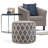 Edgeley 18"W Jute and Cotton Round Pouf with Diamond Pattern-502304537