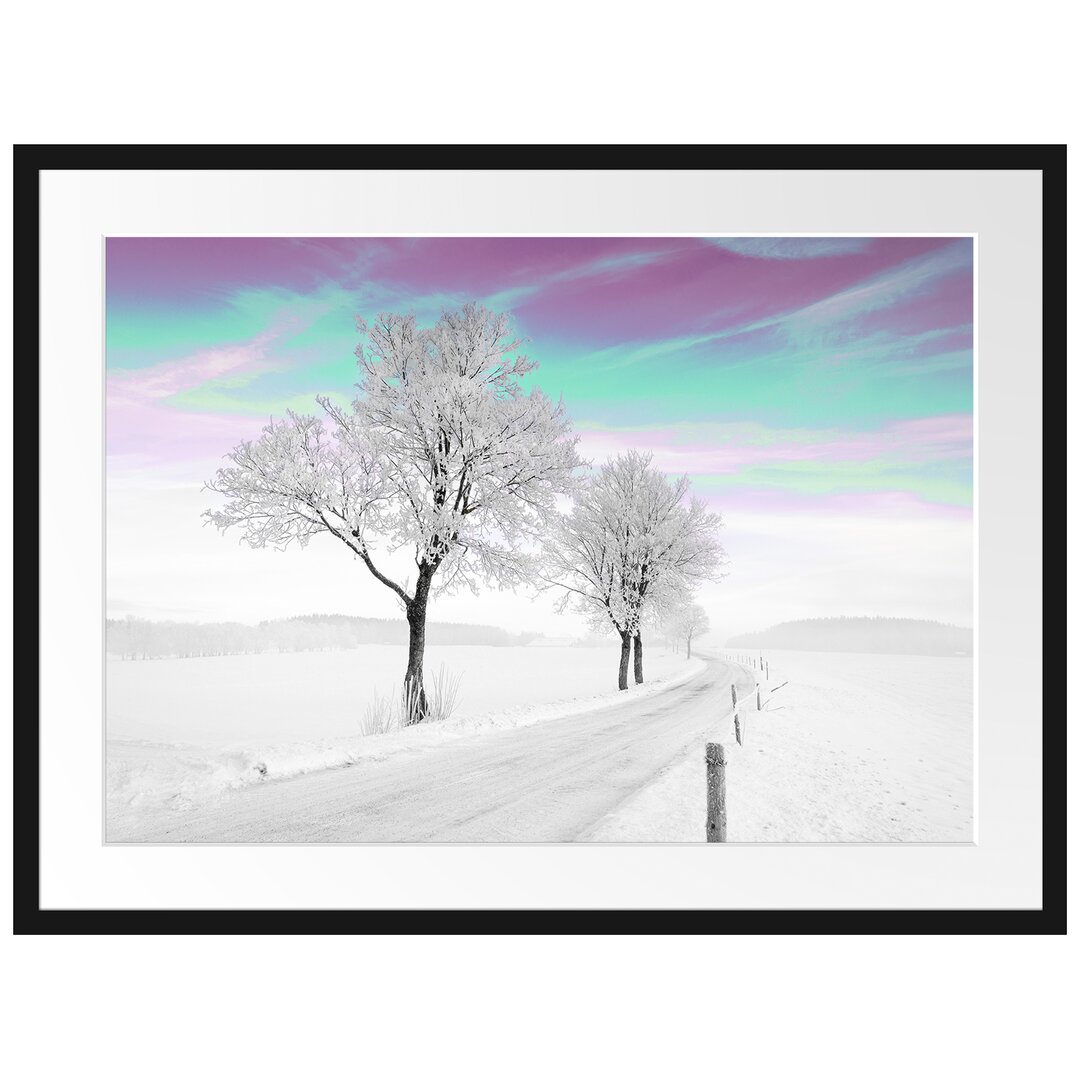 Gerahmtes Poster Baum in Winterlandschaft