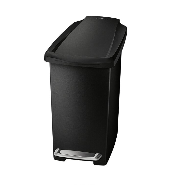 Simplehuman 10 Liter / 2.6 Gallon Compact Slim Bathroom or Office Step Trash  Can, Black Plastic & Reviews