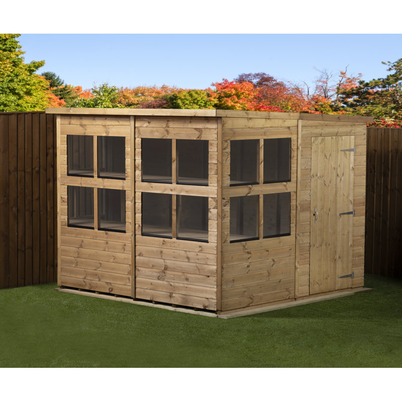 8 ft. W x 8 ft. D Solid wood Tongue & Groove Pent Garden Shed