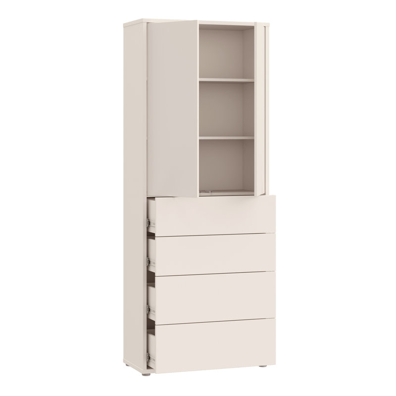 Alice Springs Tall Storage Cabinet with Push-to-Open Doors & 4 Drawers, Sand
