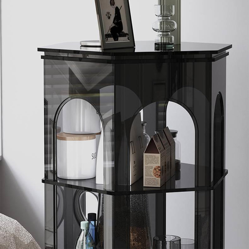 Modern simple semi-circle acrylic accent cabinet, (4 Shelves) 59.06"H x 22.2"W x 19.23"D, Black