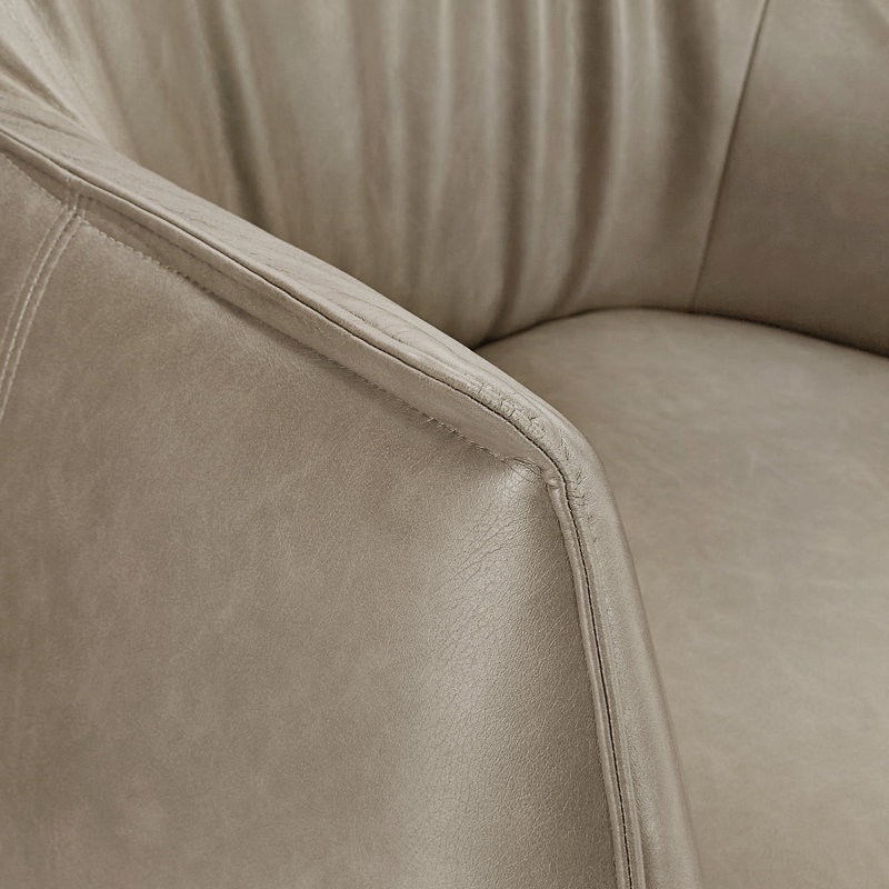 Fauteuil demi-tonneau en faux cuir Rangins, Taupe