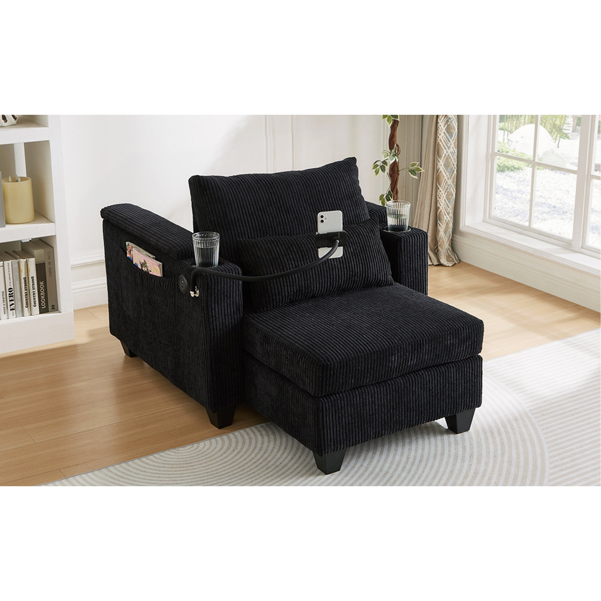 Latitude Run® Convertible Chaise Lounge 37.4" Sofa Chair Sofa Bed ...