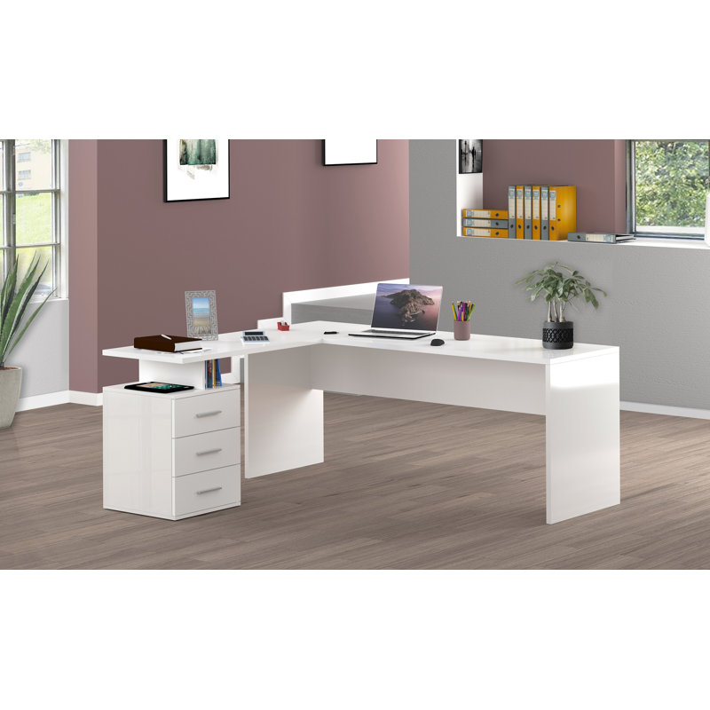 Calderone 180cm W Rectangular Executive Desk, White/White
