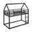 Metal Frame House Bunk Bed With Built-In Ladder-2056804853