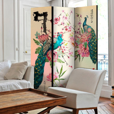 Auni 135 cm W x 172 cm H 3 - Panel Solid Wood Folding Room Divider