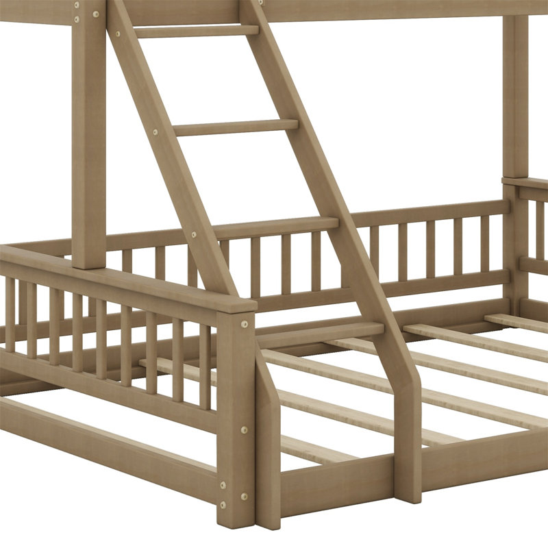 Bunk Bed With Ladder And Guardrails, Walnut