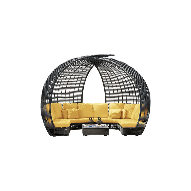 Sparta Outdoor 8 - Seat Patio Sectional, Black Mushroom, Canvas Taupe Sunbrella® Canvas