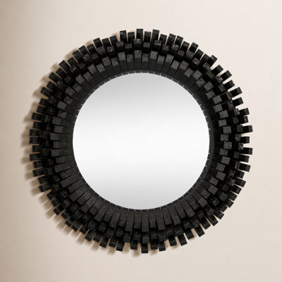 Orlin Solid Wood Round Wall Mirror